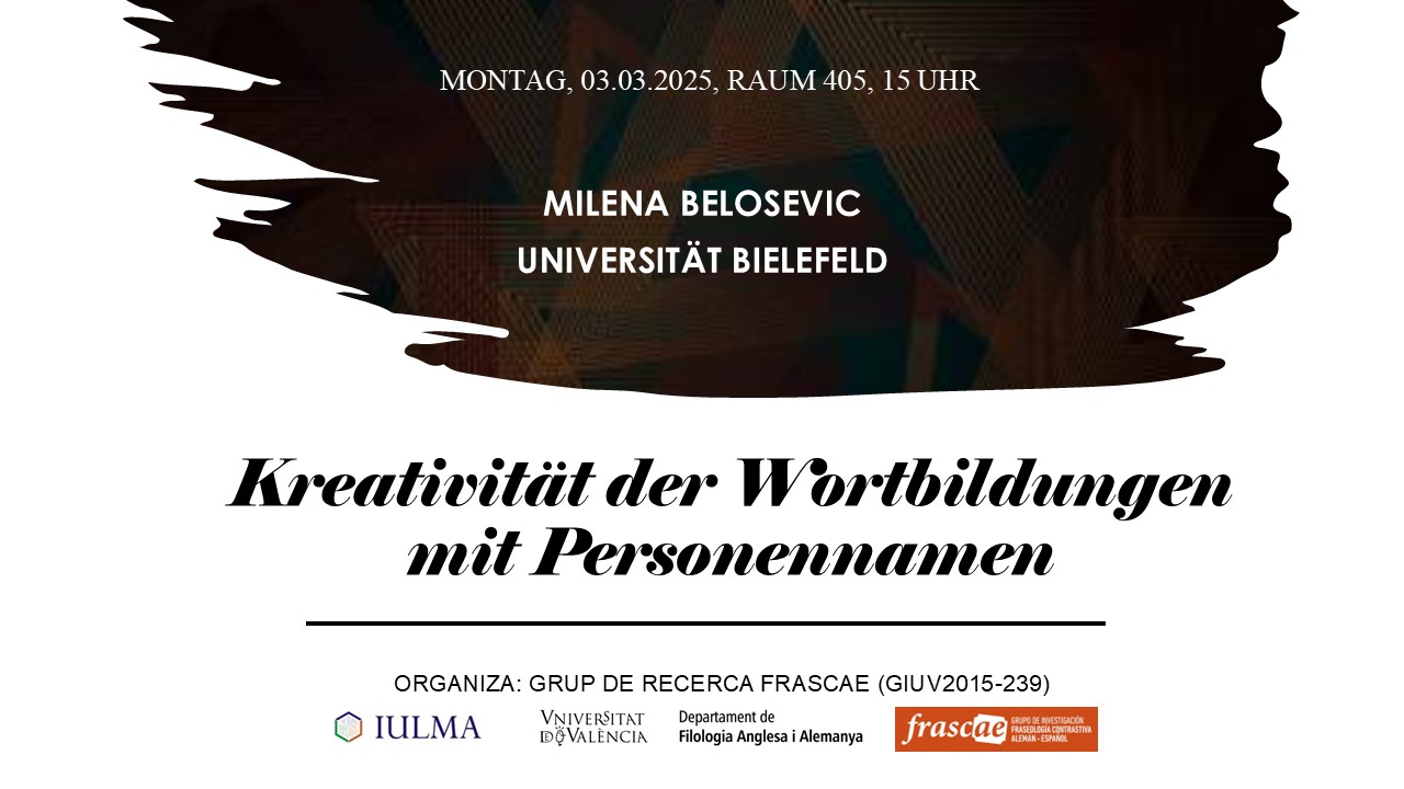 Cartell anunci de la conferència de la professora Dra. MILENA BELOSEVIC de la Universität Bielefeld